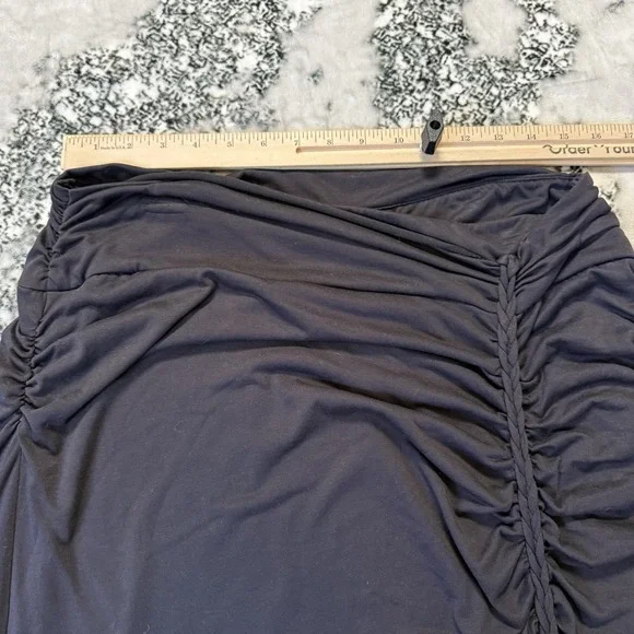 Kiyonna Skirt Womens Size 1/0X Black Ruched Ponte Knit Midi Stretch Lined - Picture 3 of 8